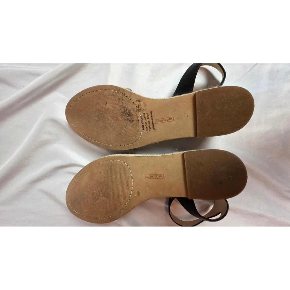Vince Camuto Kathalia Leopard Haircalf Espadrille Platform Sandals Black Tan 10M